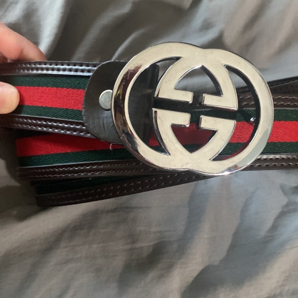 Men's Brown, Red and Green GUCCI Belt